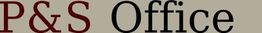 Text: "P&S Office" in roter und schwarzer Schrift auf grauem Hintergrund.