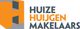 Logo van Huize Huijgen Makelaars met oranje en grijze kleuren en een gestileerde letter "H".