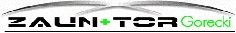 Logo mit Text "ZAUN + TOR Gorecki" in Schwarz und Grün.