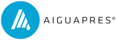 Logotipo azul con una letra "A" estilizada y el texto "Aiguapres" al lado.