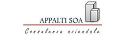 Logo con scritta "APPALTI SOA Consulenza aziendale" e due blocchi stilizzati.