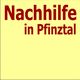 Gelber Hintergrund mit rotem Text: "Nachhilfe in Pfinztal".