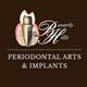 Logo of Beverly Hills Periodontal Arts & Implants with tooth and implant graphic on dark background.