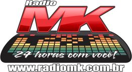 Logo da Rádio MK com "24 horas com você!" e site www.radiomk.com.br.