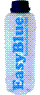 Flasche mit blauem Logo "EasyBlue" und schwarzen Deckel.