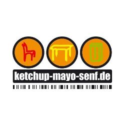 Drei Symbole: Stuhl, Tisch, Mülleimer. Text: "ketchup-mayo-senf.de".