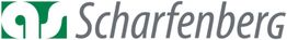 Logo mit grünem Symbol und Schriftzug "Scharfenberg".