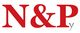 Roter Text „N&P y“ auf weißem Hintergrund.