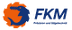 Logo mit oranger Säge und blauem Schriftzug "FKM Präzision und Sägetechnik".