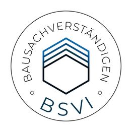 Logo: Kreis mit Text "Bausachverständigen" und "BSVI", darüber ein stilisiertes Hausdach.