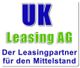 Text: "UK Leasing AG - Der Leasingpartner für den Mittelstand" in blauem und grünem Schriftzug.