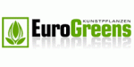 Logo mit grünem Pflanzensymbol und Text "EuroGreens Kunstpflanzen".