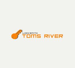 Orange key icon with "Locksmith Toms River" text in bold, modern font.
