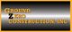 "Ground Zero Construction, Inc. logo with bold yellow and black text on a gradient background."