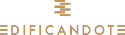Logo de "EDIFICANDOTE" con diseño geométrico encima, en fondo negro.