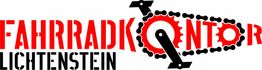 Logo mit Schriftzug "FAHRRADKONTOR LICHTENSTEIN", mit Zahnrädern als Buchstaben gestaltet.