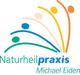 Logo der Naturheilpraxis Michael Eiden mit bunten Figuren und Schriftzug in Blau und Grün.