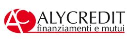 Logo di Alycredit con testo "finanziamenti e mutui" e un simbolo rosso circolare.