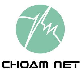 Logotipo circular verde con líneas blancas y texto "CHOAM NET" en negro debajo.