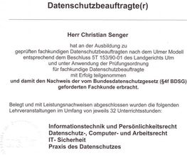 Nachweis gem. § 4f BDSG