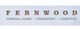"Fernwood Funeral Home, Crematory, Cemetery in brown and green text on a light background."
