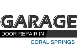 "Garage door repair company logo with bold text and blue accents."