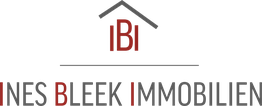 Logo von "Ines Bleek Immobilien" mit rotem "IBI" und einem stilisierten Dach.
