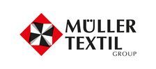 Logo der Müller Textil Group, rotes und schwarzes geometrisches Design neben dem Firmennamen.