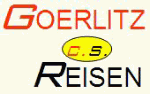 Textlogo: "Goerlitz C.S. Reisen" in roten und schwarzen Buchstaben auf hellem Hintergrund.