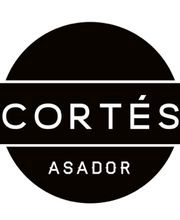 Logo preto circular com o texto "CORTÉS" em destaque e "ASADOR" abaixo.