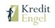 Logo von Kredit Engel mit Silhouette einer Frau und Flügel.