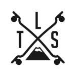 Crossed ski poles with letters TLS and a mountain graphic at the center.