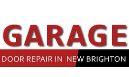 Text: "Garage Door Repair in New Brighton" in bold red and black.