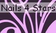 Schwarzer Hintergrund mit rosa Mustern und Text "Nails 4 Stars".