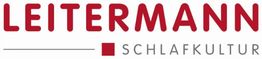 Logo mit rotem Text "LEITERMANN SCHLAFKULTUR", darunter ein rotes Quadrat.