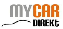 Logo mit Schriftzug "MY CAR DIREKT" und stilisierter Fahrzeuglinie darunter.