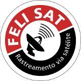 Logotipo da Feli Sat com imagem de satélite e texto "Rastreamento via satélite".