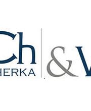 Logo mit den Namen Elżanowski, Cherka & Wąsowski in blauer und grauer Schrift.