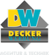 Logo mit den Buchstaben DW und Text "Decker Werbung, Agentur & Technik".
