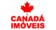Logo com folha de bordo vermelha e texto "Canadá Imóveis" em vermelho.