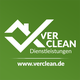 Logo von Ver Clean Dienstleistungen, weiße Grafik und Text auf grünem Hintergrund.