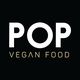 Texto em branco "POP VEGAN FOOD" em fundo preto.
