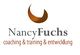 Logo mit Text "Nancy Fuchs: coaching & training & entwicklung" und braunem Halbkreis darüber.
