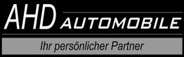 Logo "AHD AUTOMOBILE" mit Slogan "Ihr persönlicher Partner" auf schwarzem Hintergrund.
