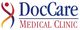 Logo of DocCare Medical Clinic with a stylized human figure in red, orange, and purple.