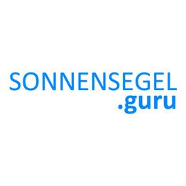 "Blauer Text: 'SONNENSEGEL .guru' auf weißem Hintergrund."