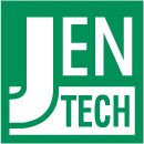 Grünes Logo mit großem "JEN" oben und "TECH" unten auf weißem Hintergrund.