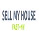 Text logo: "SELL MY HOUSE FAST • NY" in blue and green font on a white background.