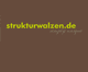 Logo mit Text "strukturwalzen.de" in Gelb und "simply unique" in Grau auf braunem Hintergrund.