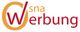 Logo mit dem Wort "Werbung" in Rot, "sna" in Orange, integriert in einem stilisierten Kreis.